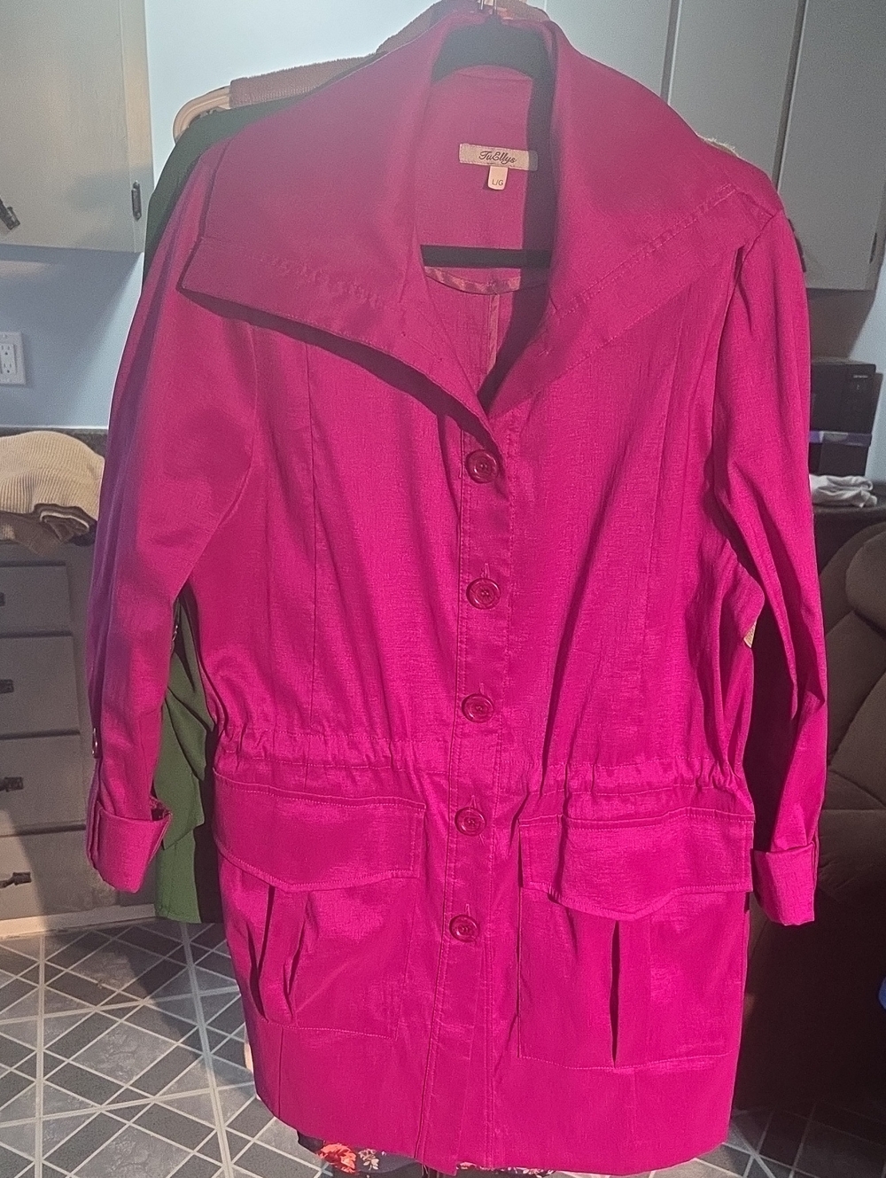 TuEllys Women's Bright Fuchsia Button-Front Jacket